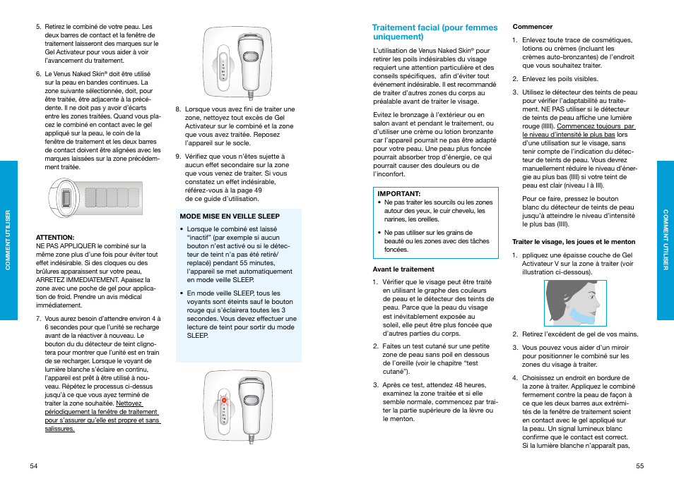 Traitement facial (pour femmes uniquement) | Braun Gillette Venus Naked Skin User Manual | Page 29 / 53