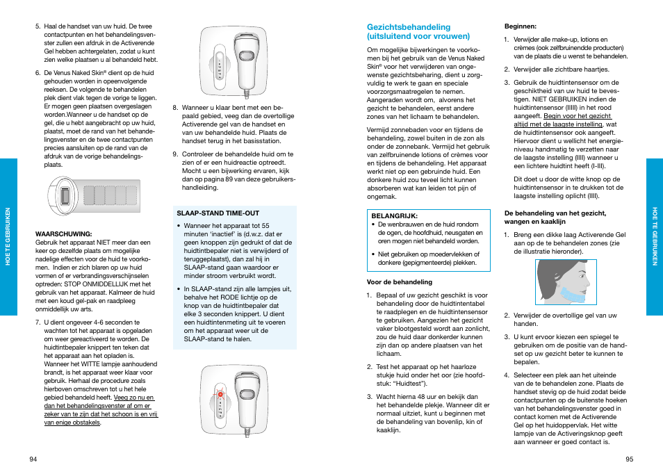 Gezichtsbehandeling (uitsluitend voor vrouwen) | Braun Gillette Venus Naked Skin User Manual | Page 49 / 53