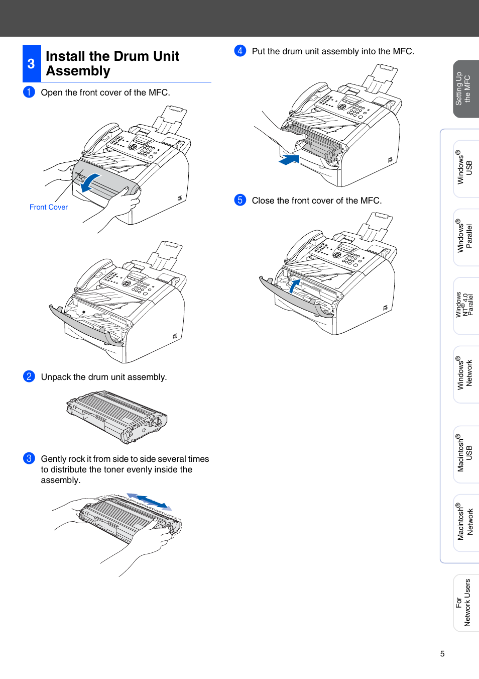 3 install the drum unit assembly, Install the drum unit assembly, 3install the drum unit assembly | Brother MFC-7220 User Manual | Page 7 / 40