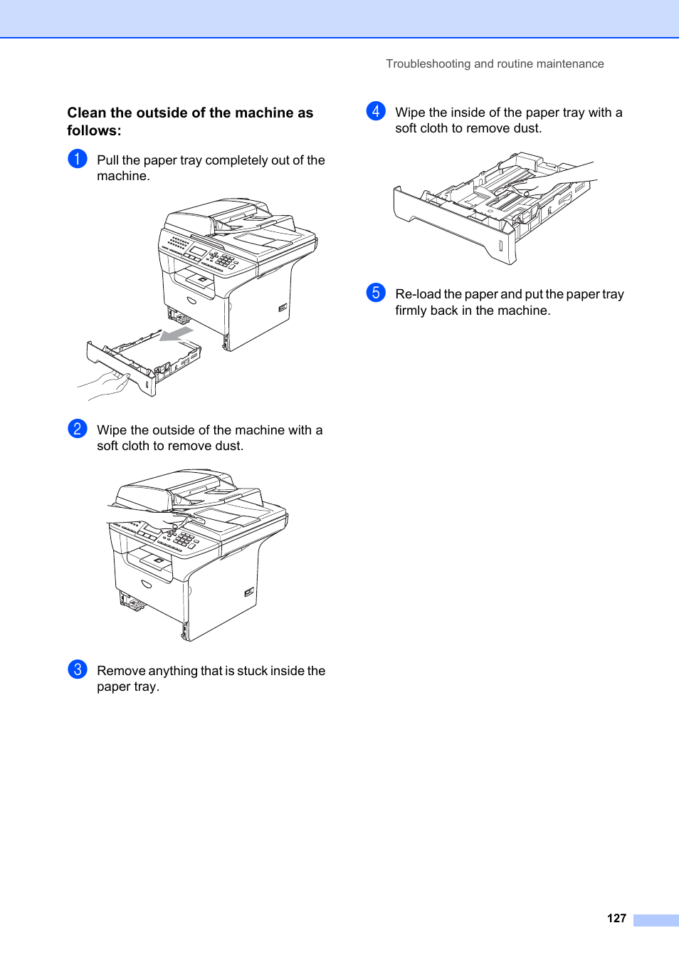 Clean the outside of the machine as follows | Brother MFC-8660DN User Manual | Page 141 / 196