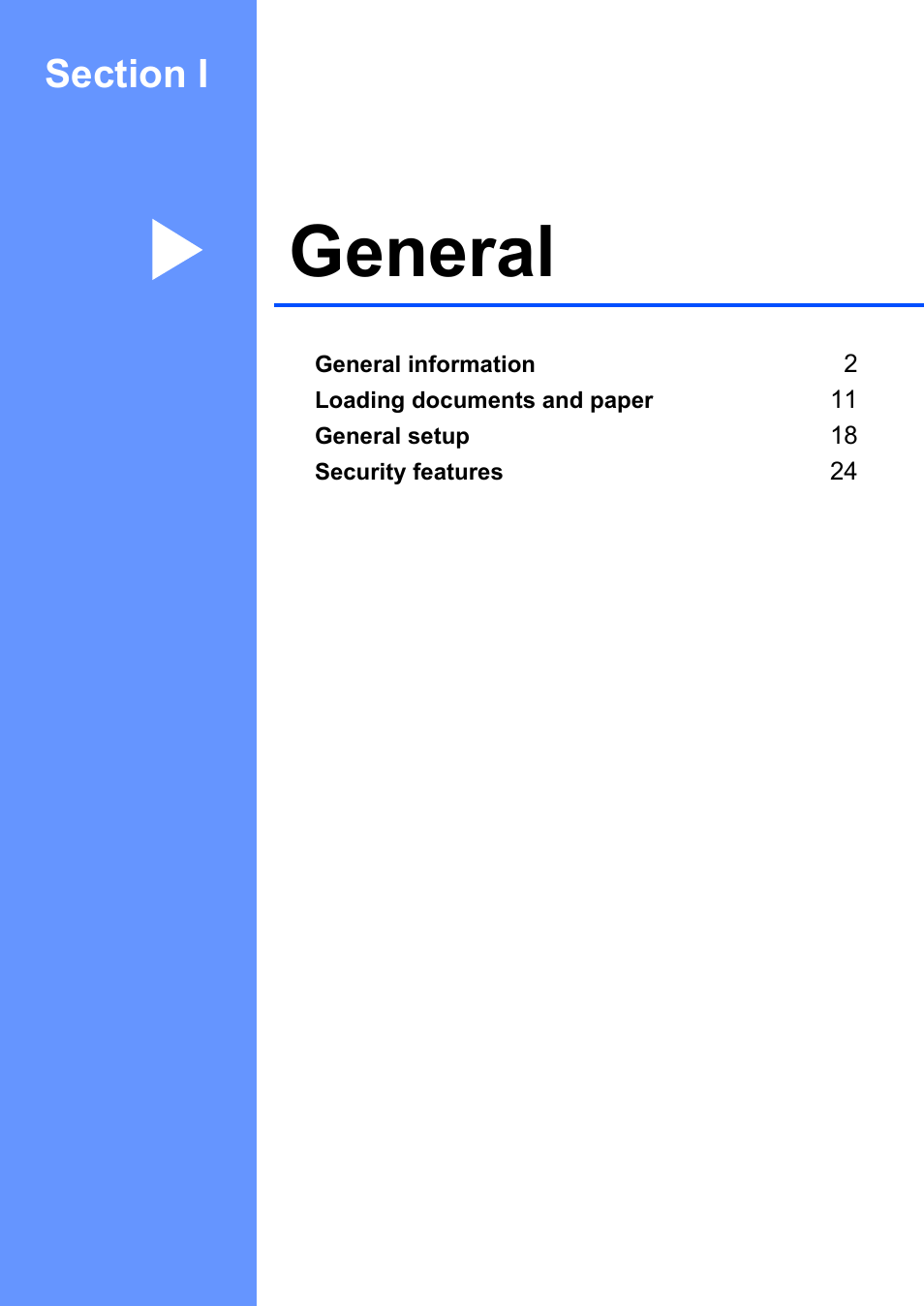 Section i: general, Section i general, General | Brother MFC-8660DN User Manual | Page 15 / 196