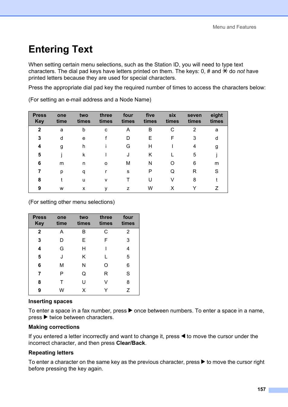 Entering text, Entering | Brother MFC-8660DN User Manual | Page 171 / 196