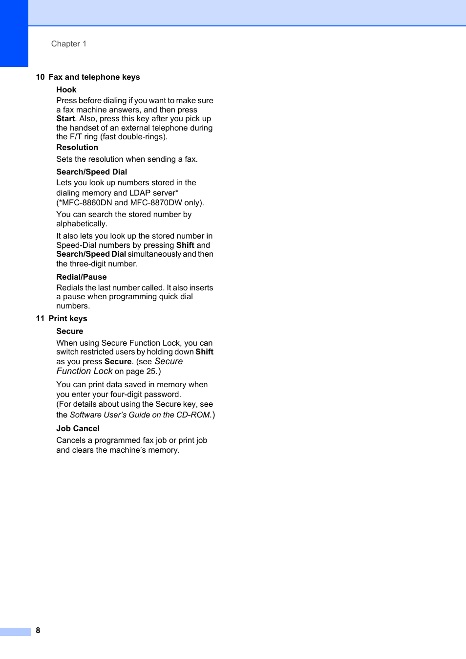 Brother MFC-8660DN User Manual | Page 22 / 196