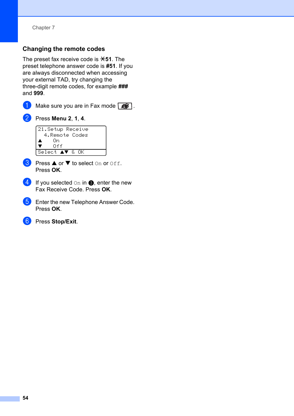 Changing the remote codes | Brother MFC-8660DN User Manual | Page 68 / 196