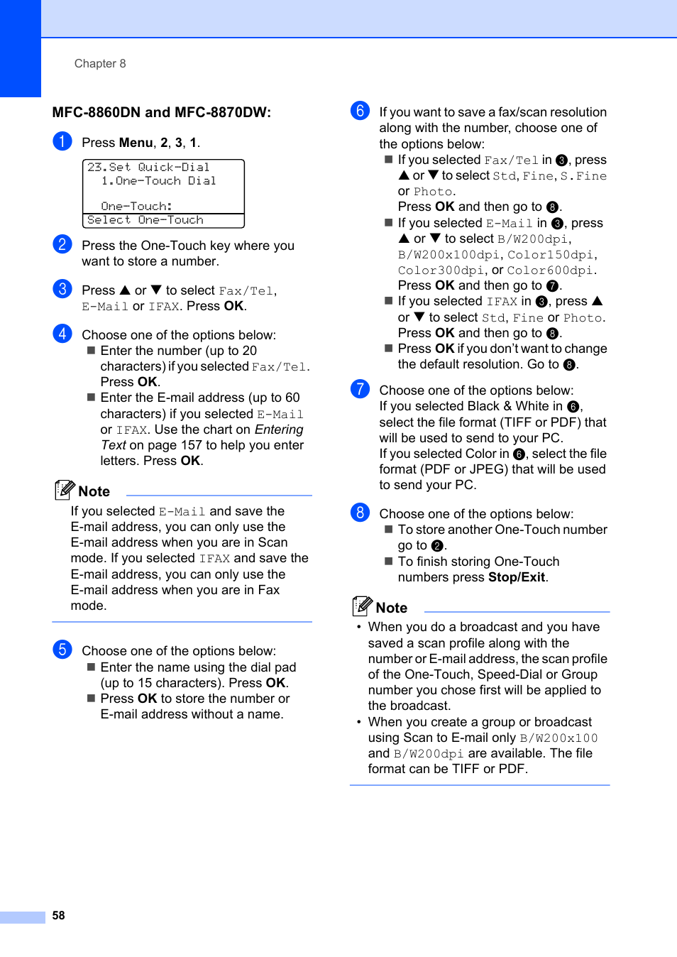 Mfc-8860dn and mfc-8870dw | Brother MFC-8660DN User Manual | Page 72 / 196