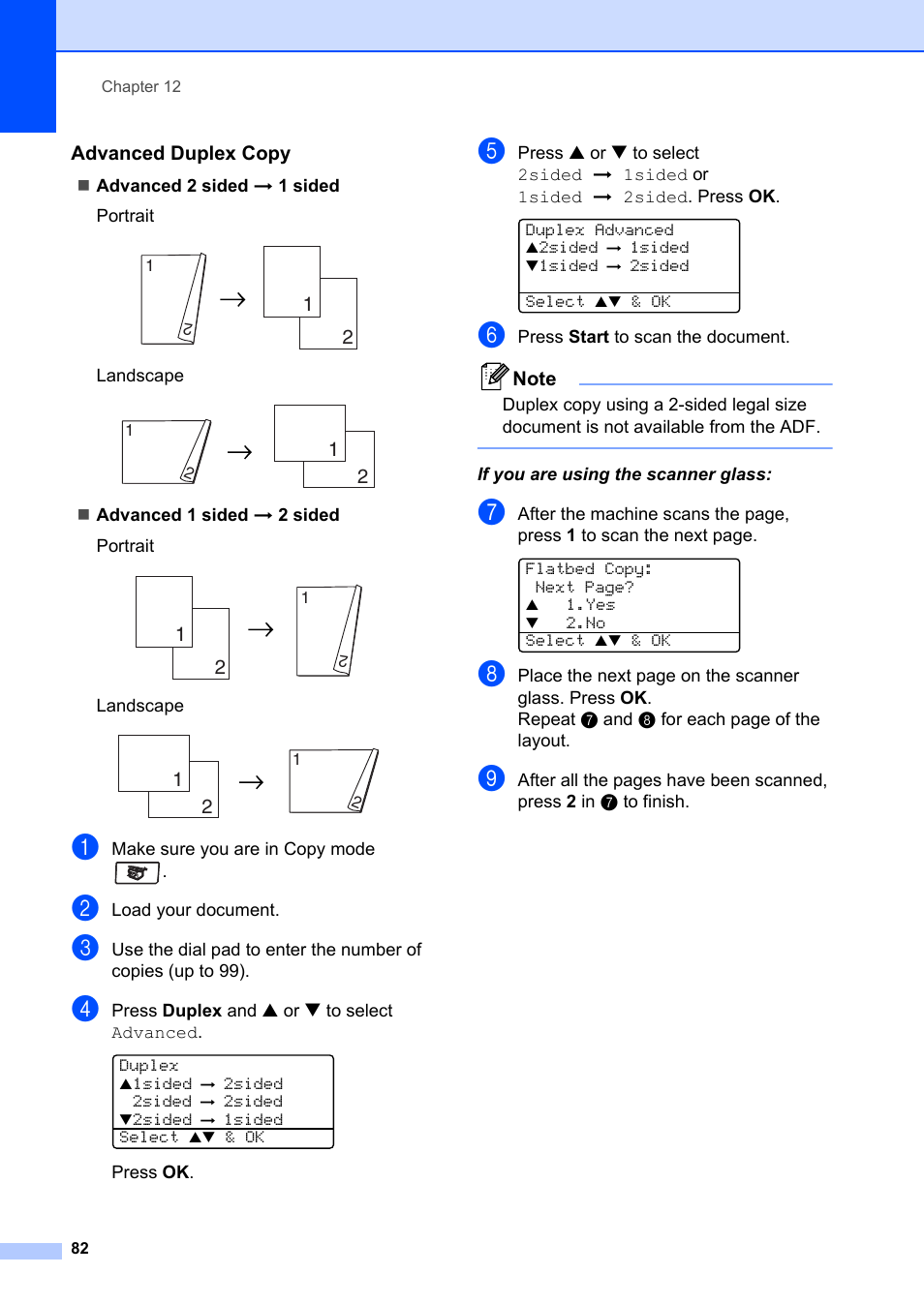 Advanced duplex copy | Brother MFC-8660DN User Manual | Page 96 / 196