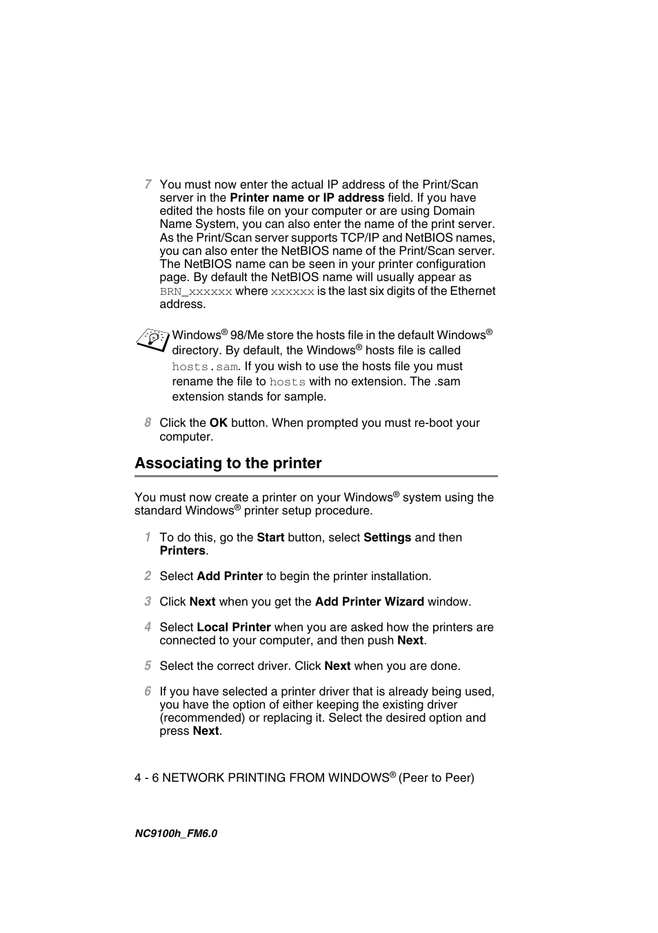 Associating to the printer, Associating to the printer -6 | Brother MFC 5840CN User Manual | Page 39 / 71