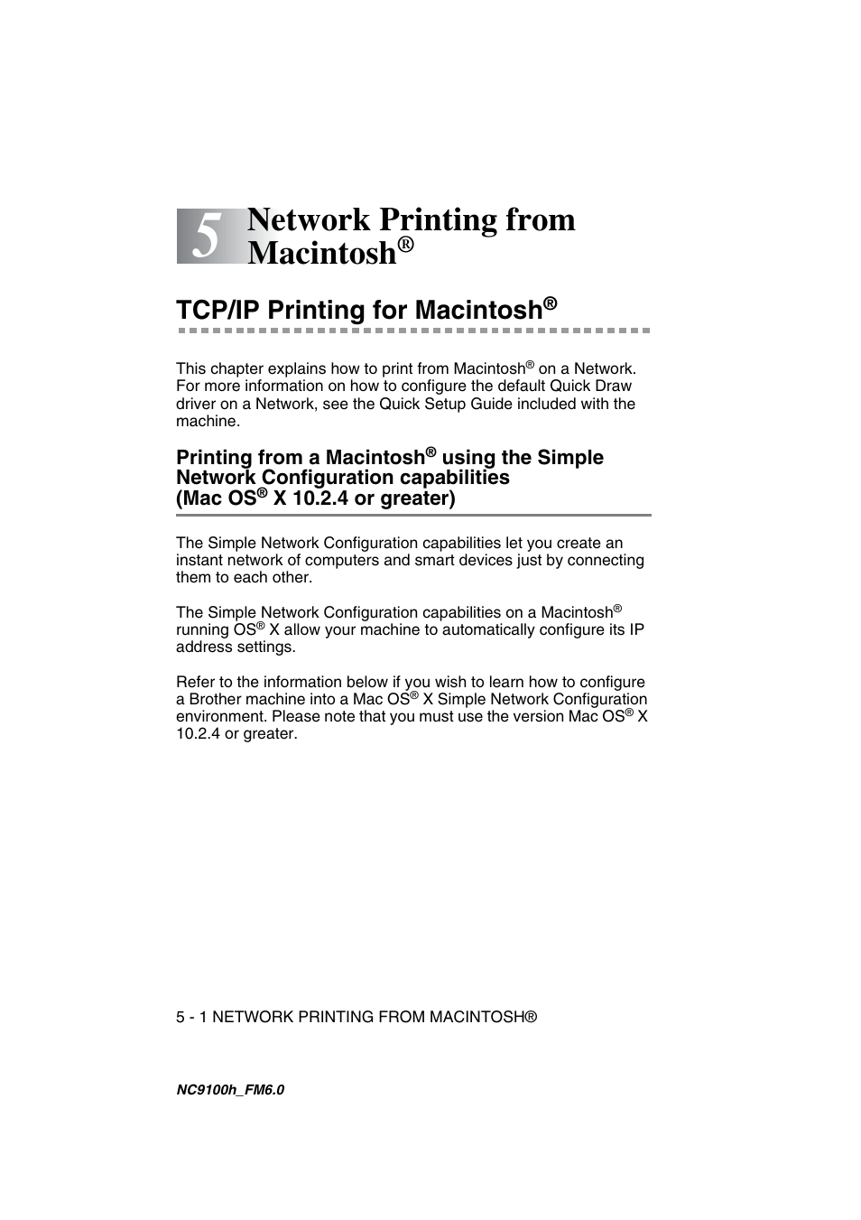 Network printing from macintosh, Tcp/ip printing for macintosh, Printing from a macintosh | Brother MFC 5840CN User Manual | Page 41 / 71