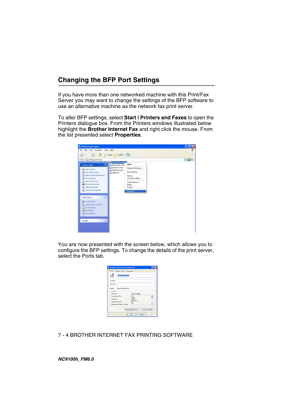 Changing the bfp port settings, Changing the bfp port settings -4 | Brother MFC 5840CN User Manual | Page 51 / 71