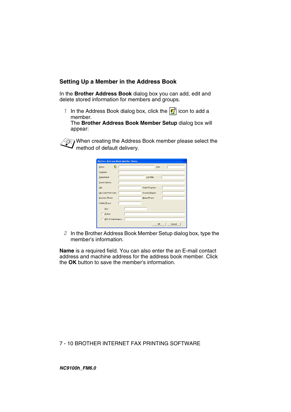 Setting up a member in the address book, Setting up a member in the address book -10 | Brother MFC 5840CN User Manual | Page 57 / 71