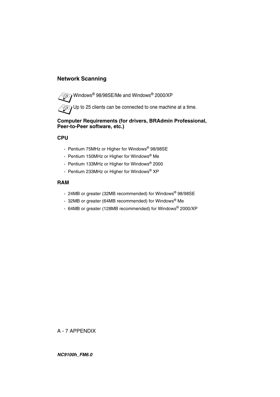 Network scanning | Brother MFC 5840CN User Manual | Page 67 / 71