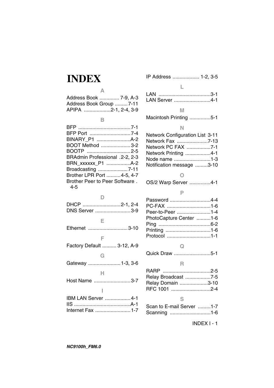 Index | Brother MFC 5840CN User Manual | Page 70 / 71