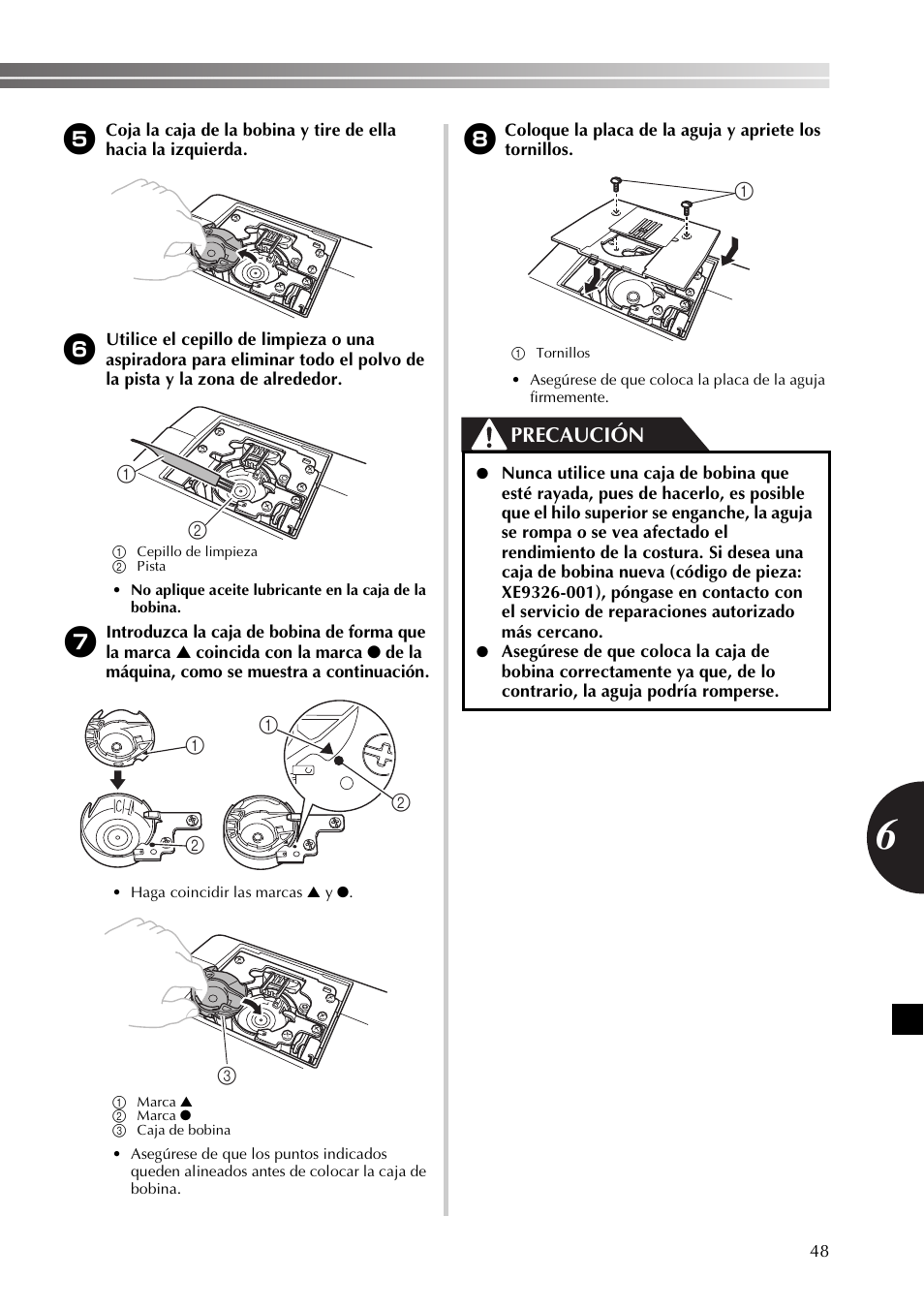 Precaución | Brother XL2800 User Manual | Page 101 / 108