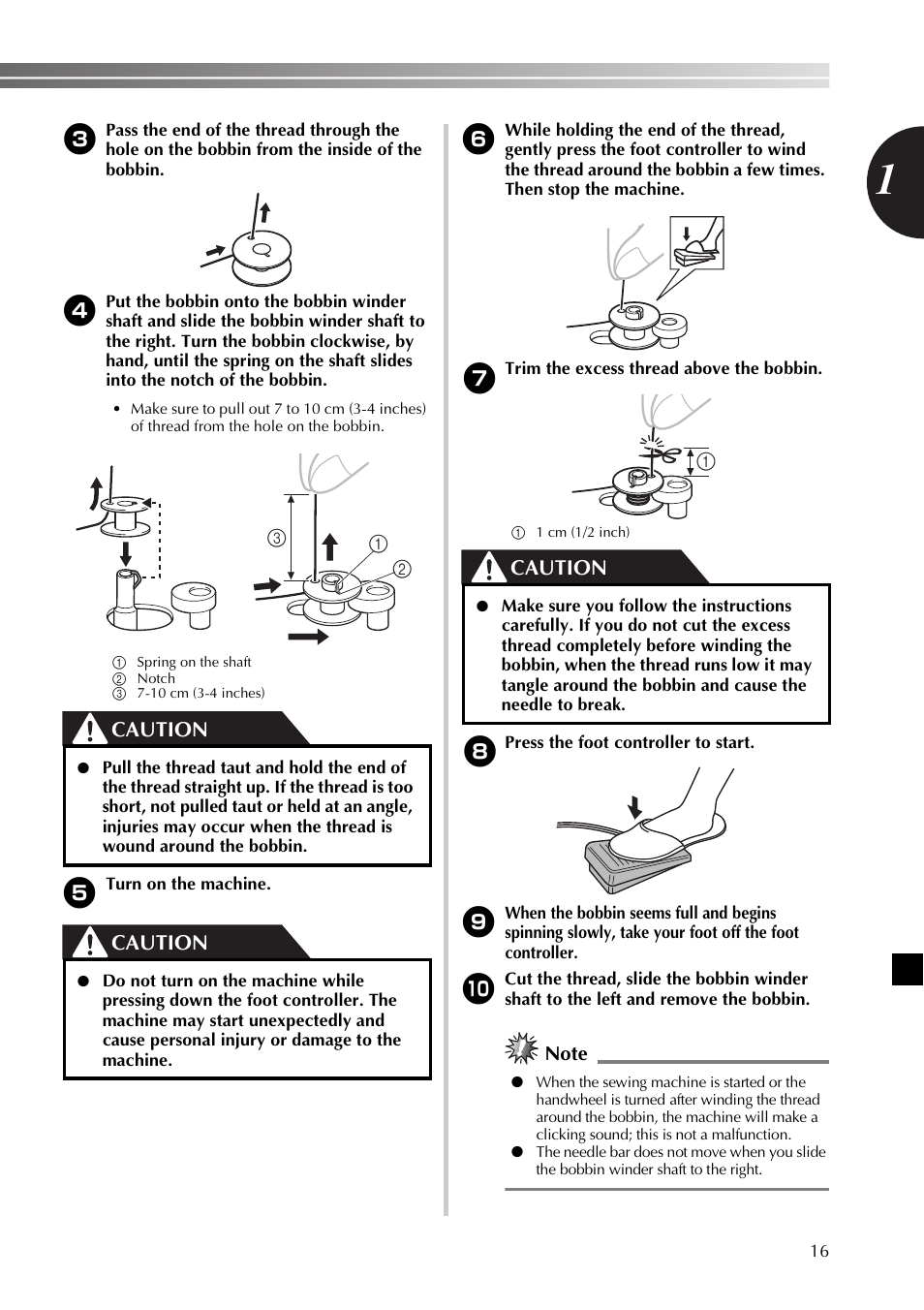Caution | Brother XL2800 User Manual | Page 17 / 108
