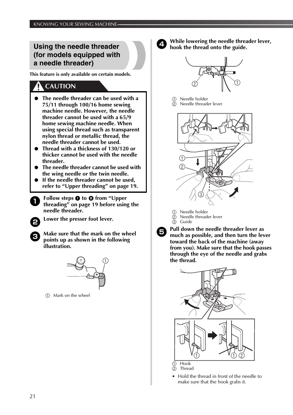Caution | Brother XL2800 User Manual | Page 22 / 108