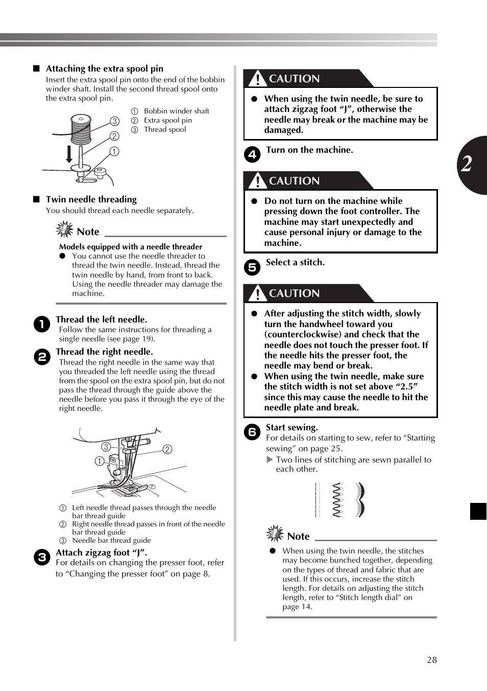 Caution | Brother XL2800 User Manual | Page 29 / 108