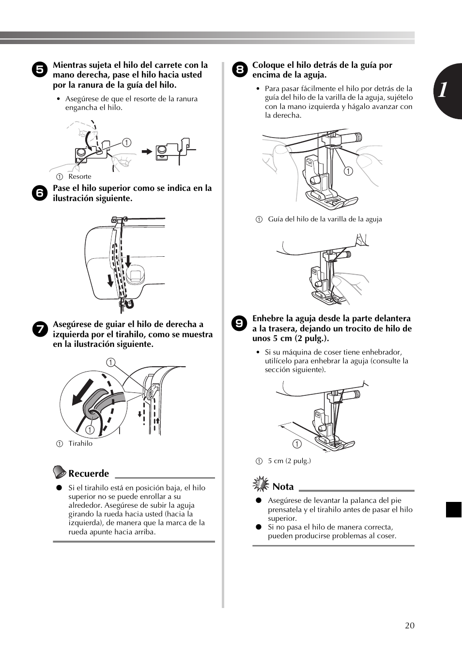 Recuerde, Nota | Brother XL2800 User Manual | Page 73 / 108