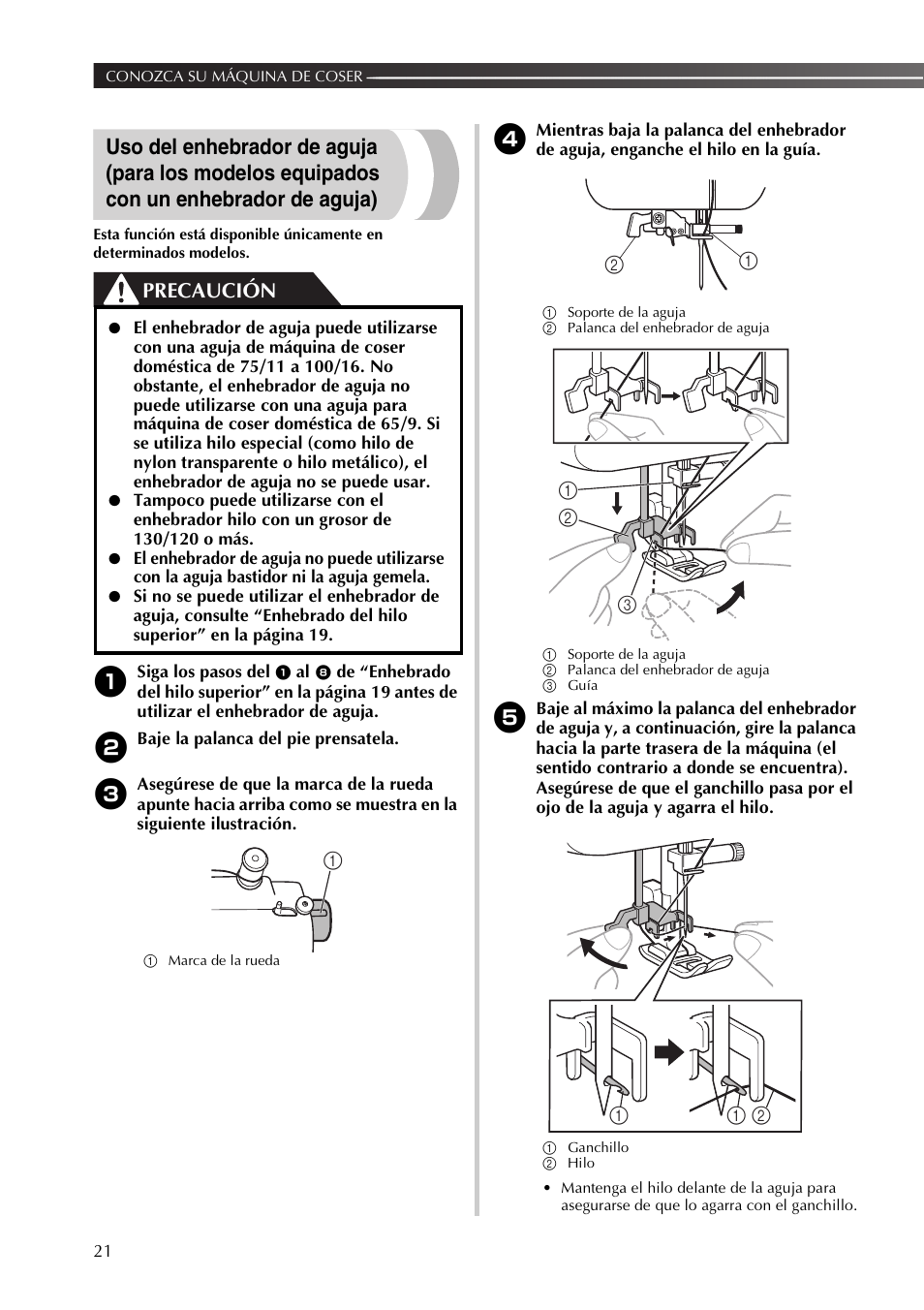Precaución | Brother XL2800 User Manual | Page 74 / 108