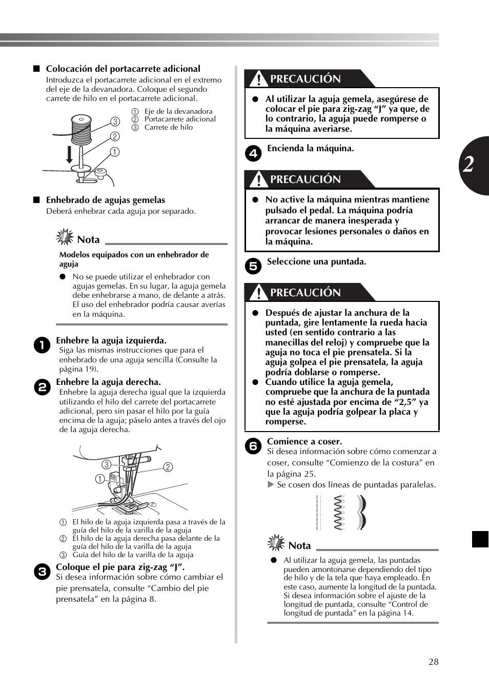 Precaución, Nota | Brother XL2800 User Manual | Page 81 / 108
