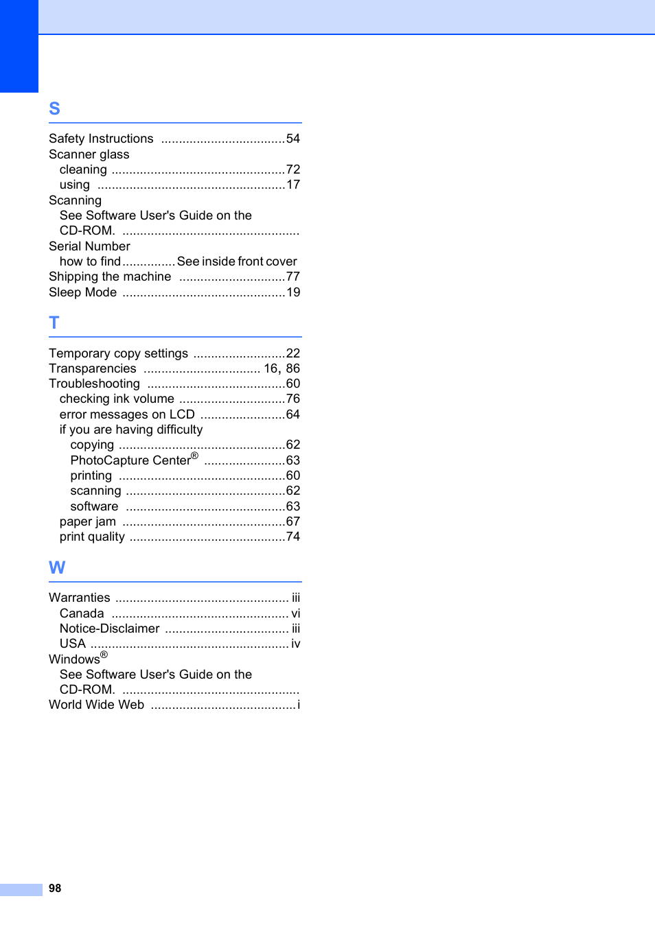Brother DCP-165C User Manual | Page 110 / 112
