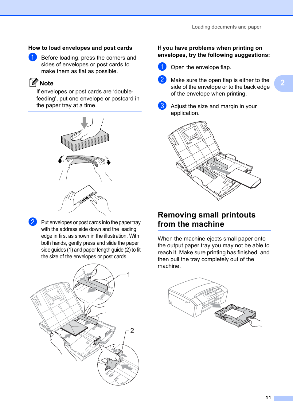 Removing small printouts from the machine | Brother DCP-165C User Manual | Page 23 / 112