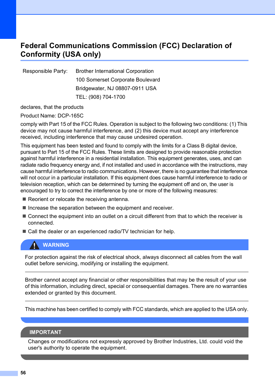 Usa only) | Brother DCP-165C User Manual | Page 68 / 112