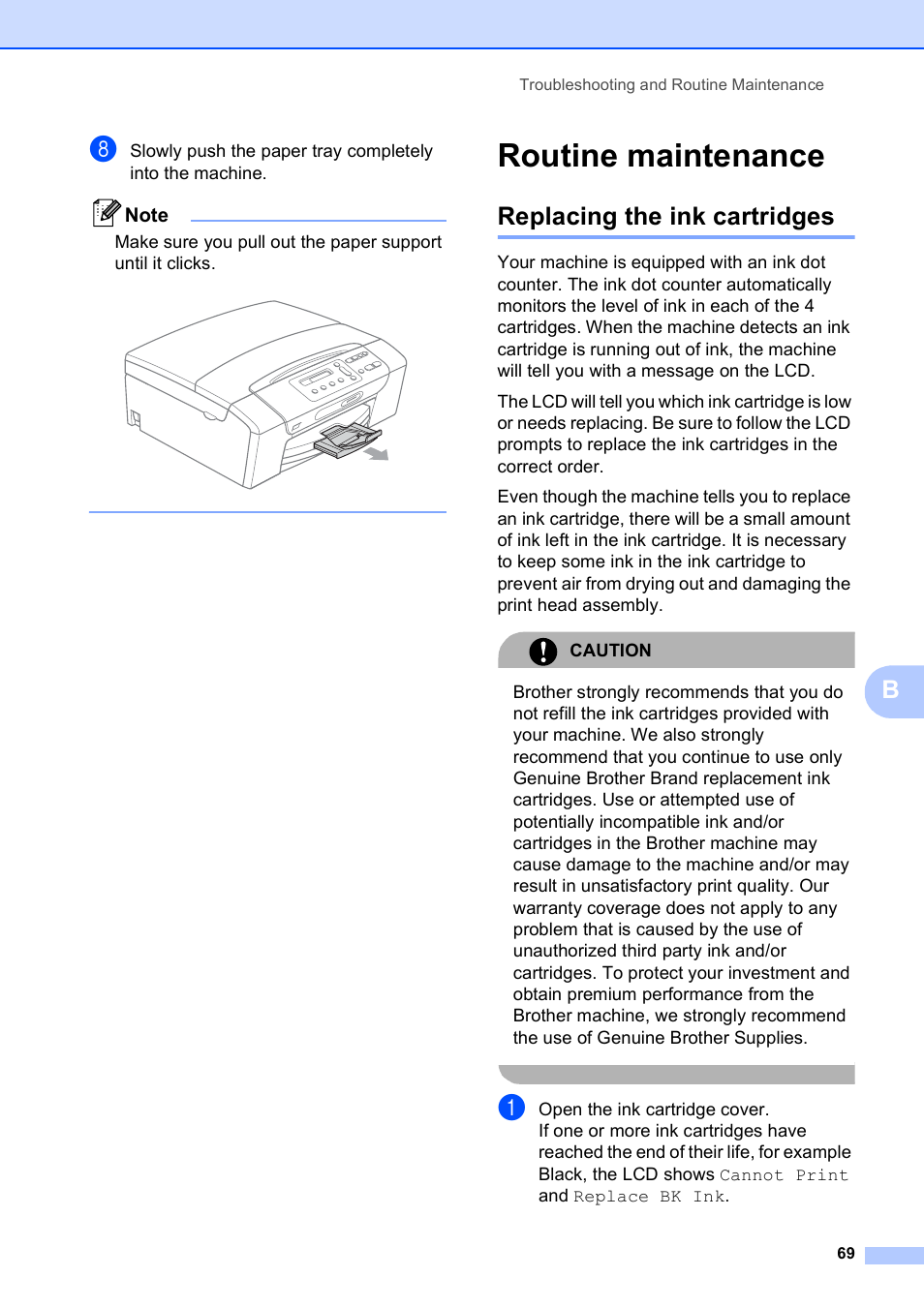 Routine maintenance, Replacing the ink cartridges | Brother DCP-165C User Manual | Page 81 / 112