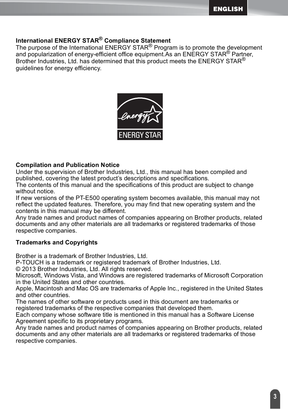 Brother PT-E500 User Manual | Page 3 / 47