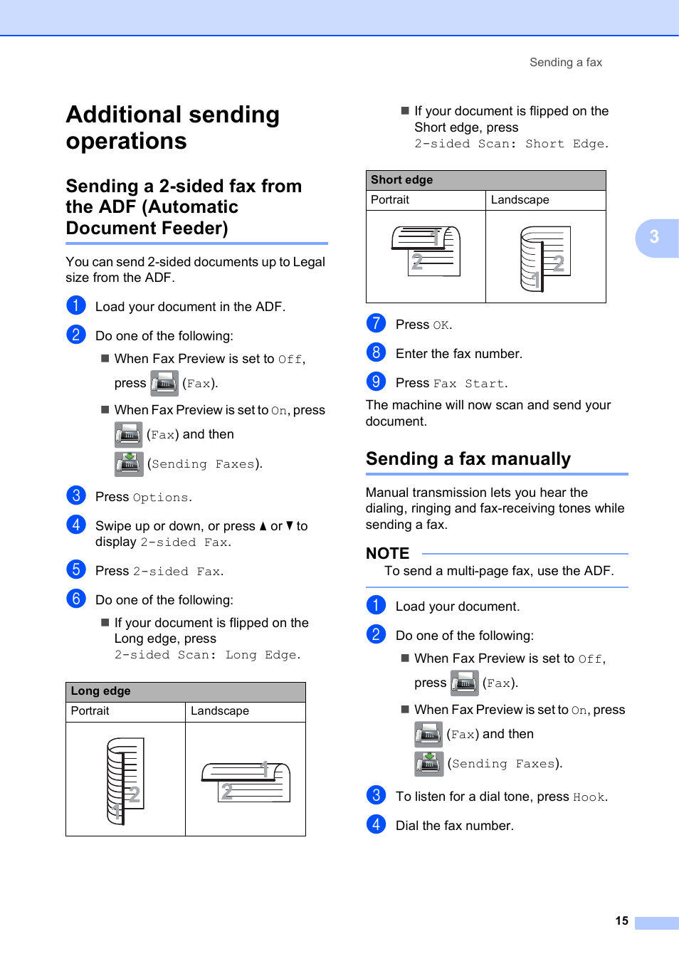 Additional sending operations, Sending a fax manually | Brother MFC-J6920DW User Manual | Page 21 / 101