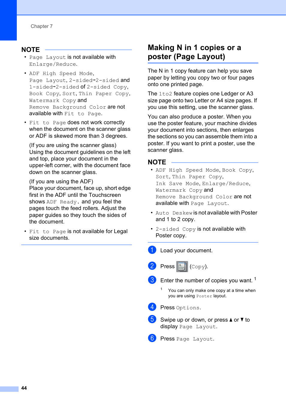 Making n in 1 copies or a poster (page layout) | Brother MFC-J6920DW User Manual | Page 50 / 101