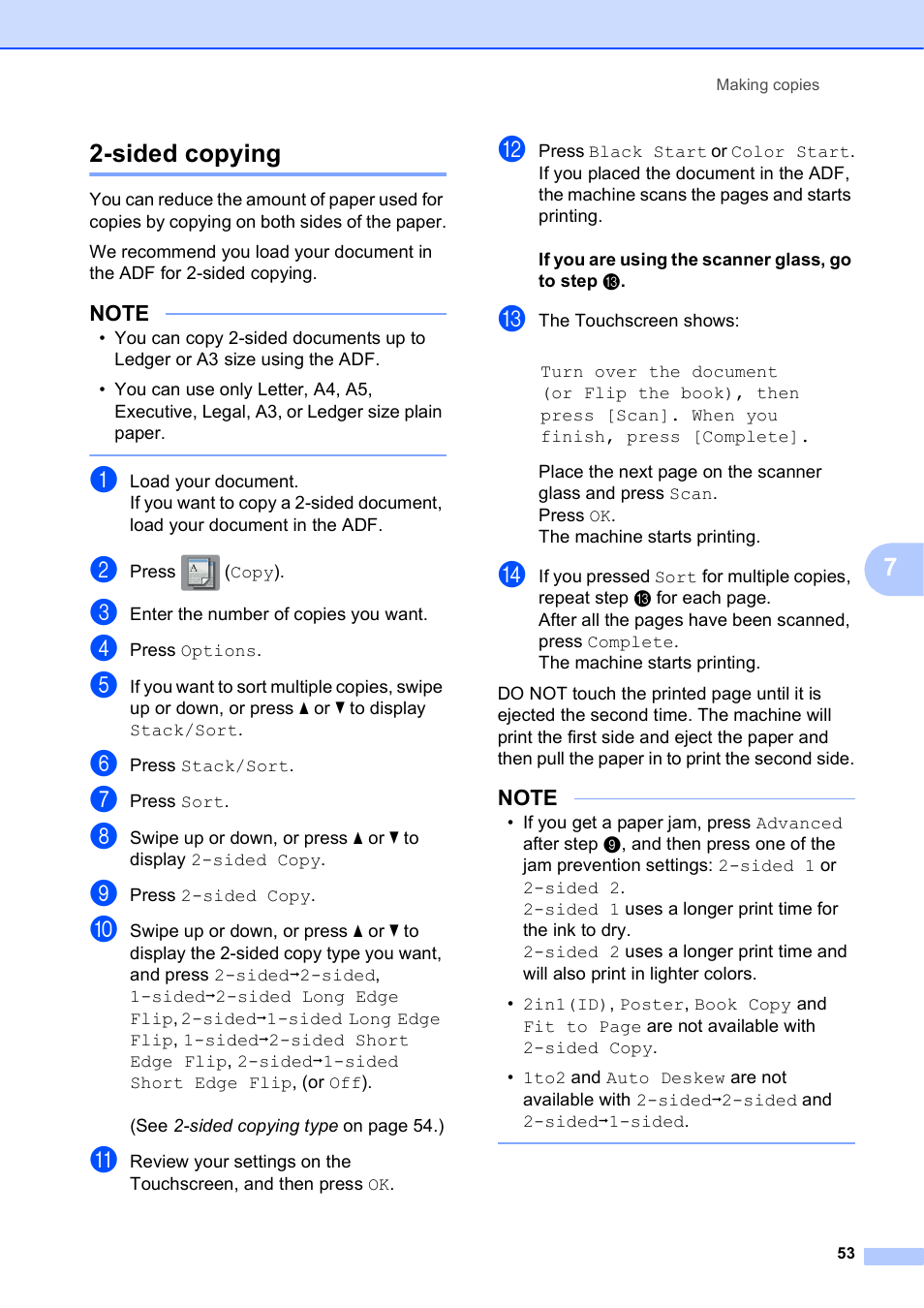 Sided copying | Brother MFC-J6920DW User Manual | Page 59 / 101