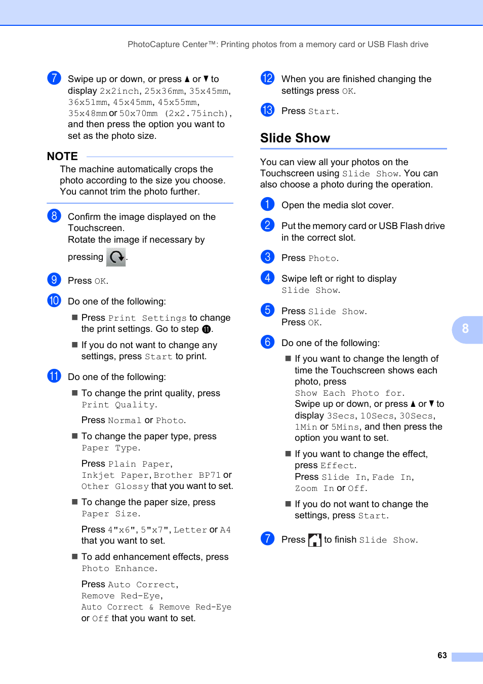 Slide show | Brother MFC-J6920DW User Manual | Page 69 / 101