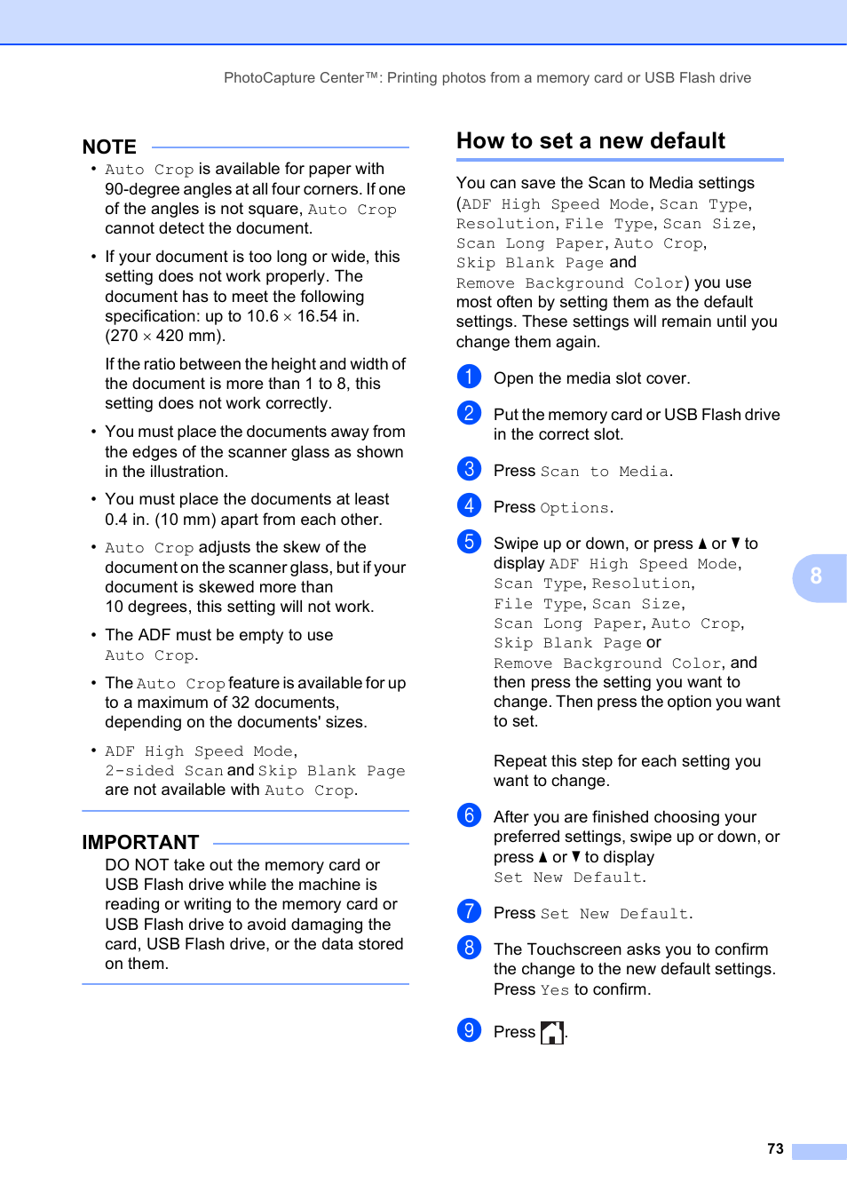 How to set a new default | Brother MFC-J6920DW User Manual | Page 79 / 101