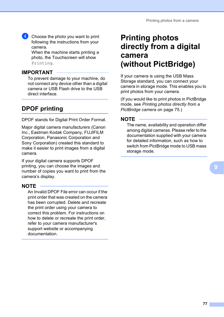 Dpof printing | Brother MFC-J6920DW User Manual | Page 83 / 101