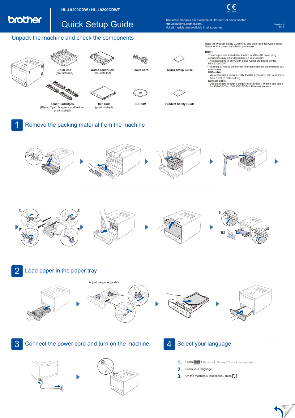 Brother HL-L9200CDWT User Manual | 2 pages