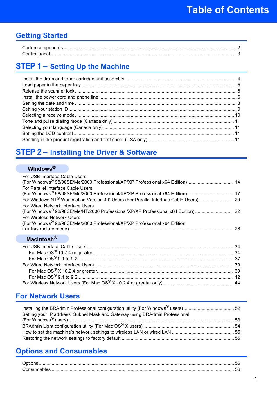 Brother MFC-8870DW User Manual | Page 3 / 60