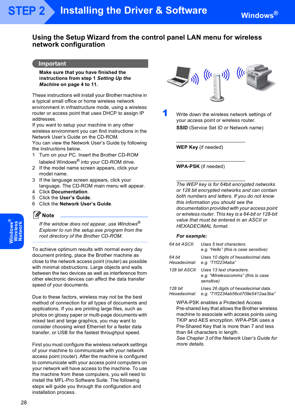 For example, Step 2, Installing the driver & software | Windows | Brother MFC-8870DW User Manual | Page 30 / 60