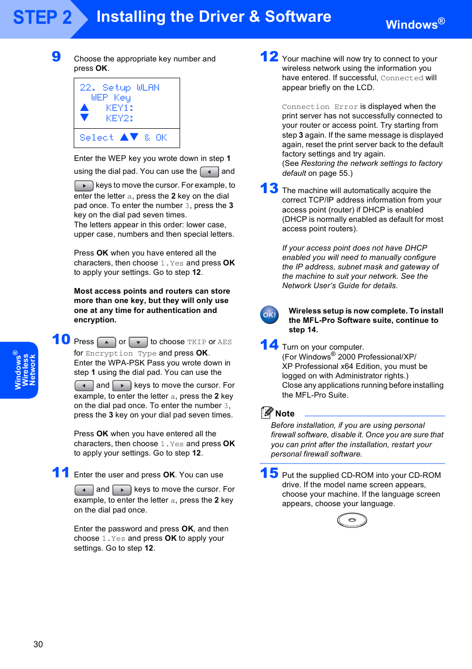 14 o, Step 2, Installing the driver & software | Windows | Brother MFC-8870DW User Manual | Page 32 / 60