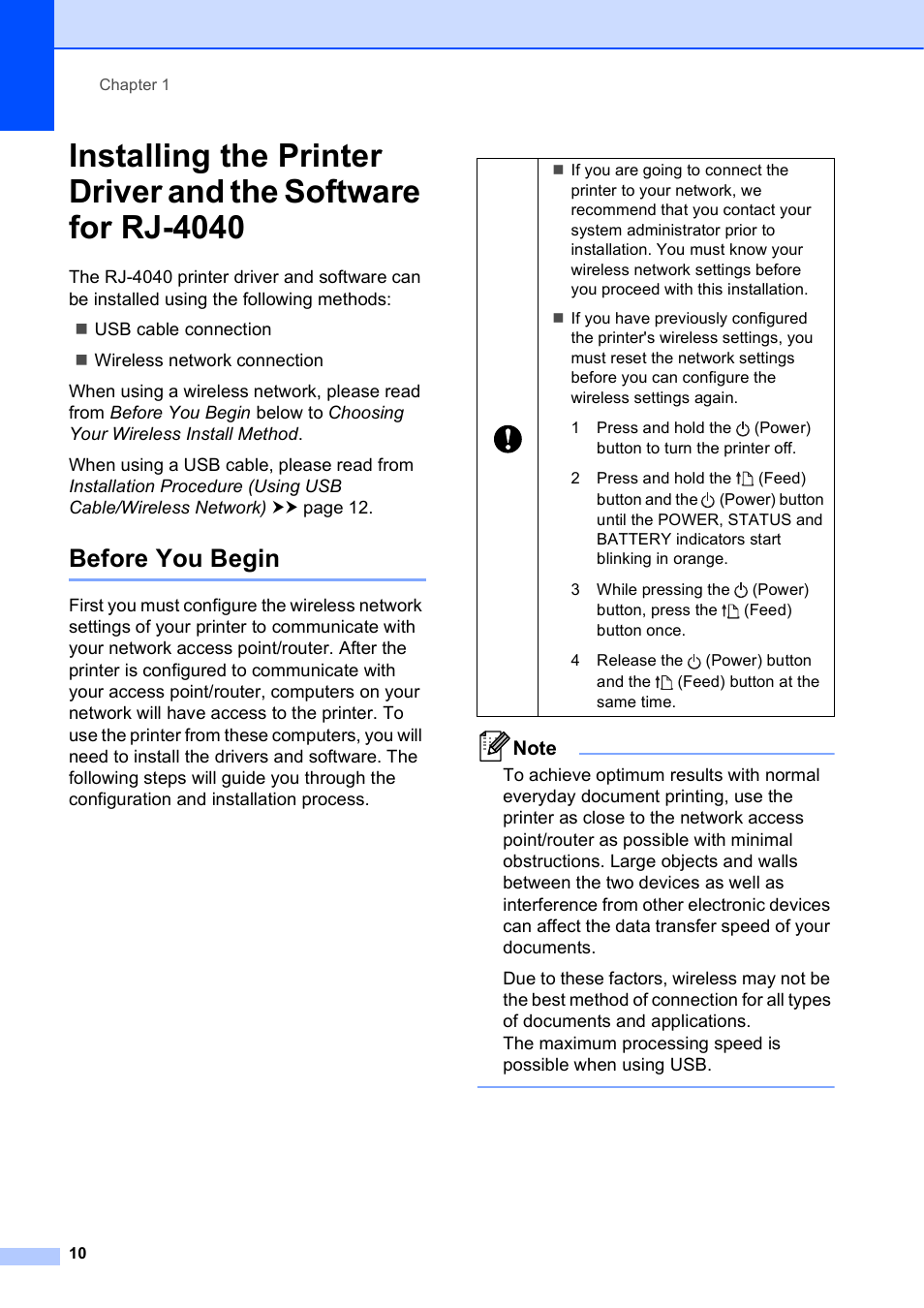 Before you begin | Brother RJ-4040 User Manual | Page 14 / 62