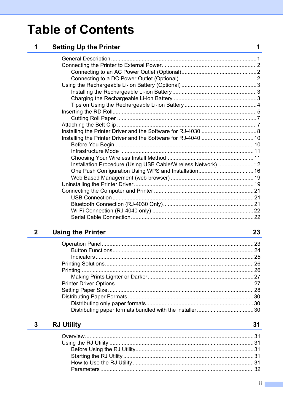 Brother RJ-4040 User Manual | Page 3 / 62