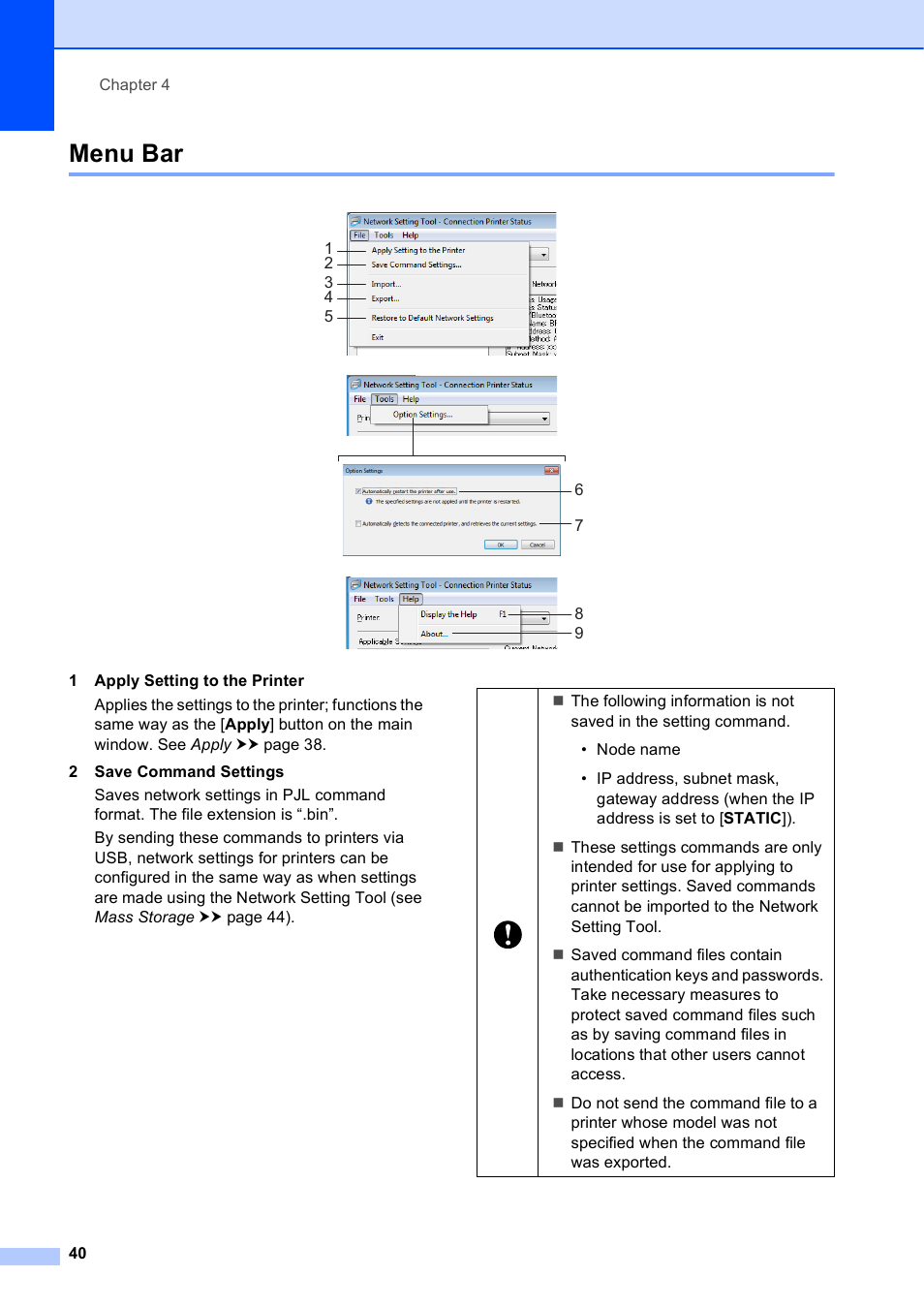 Menu bar | Brother RJ-4040 User Manual | Page 44 / 62
