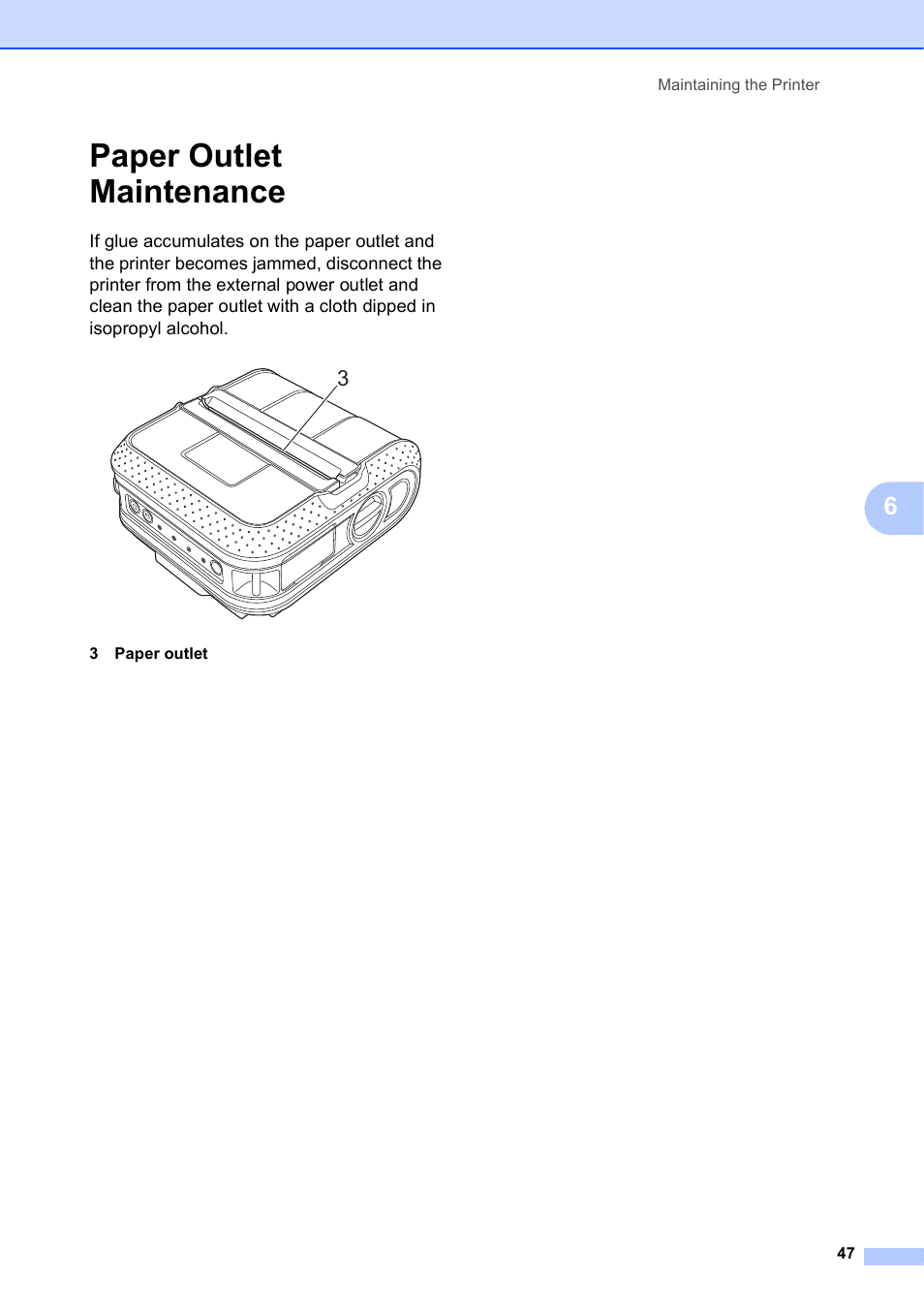 Paper outlet maintenance | Brother RJ-4040 User Manual | Page 51 / 62