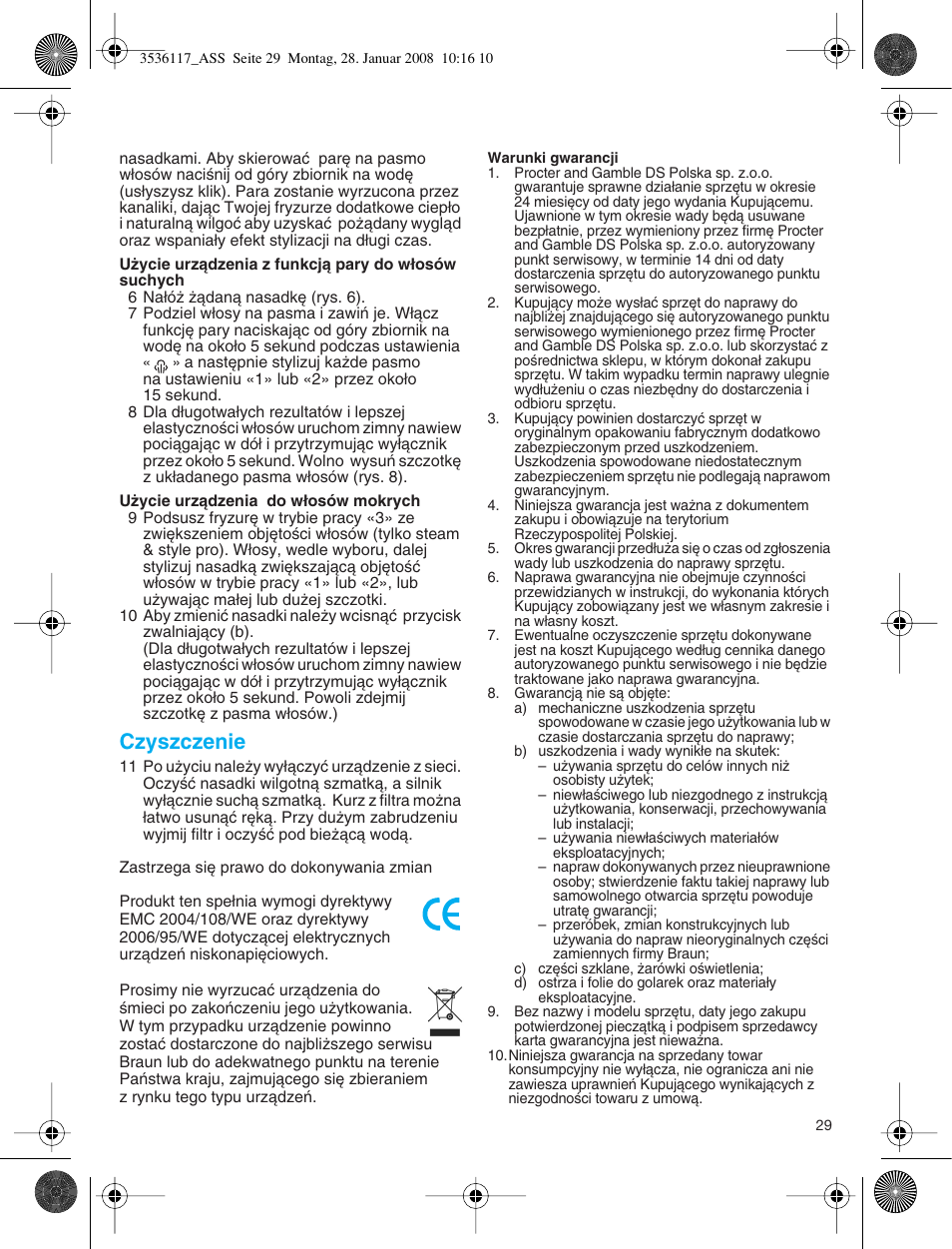 Czyszczenie | Braun ASS1000 Steam & Style Pro User Manual | Page 28 / 58