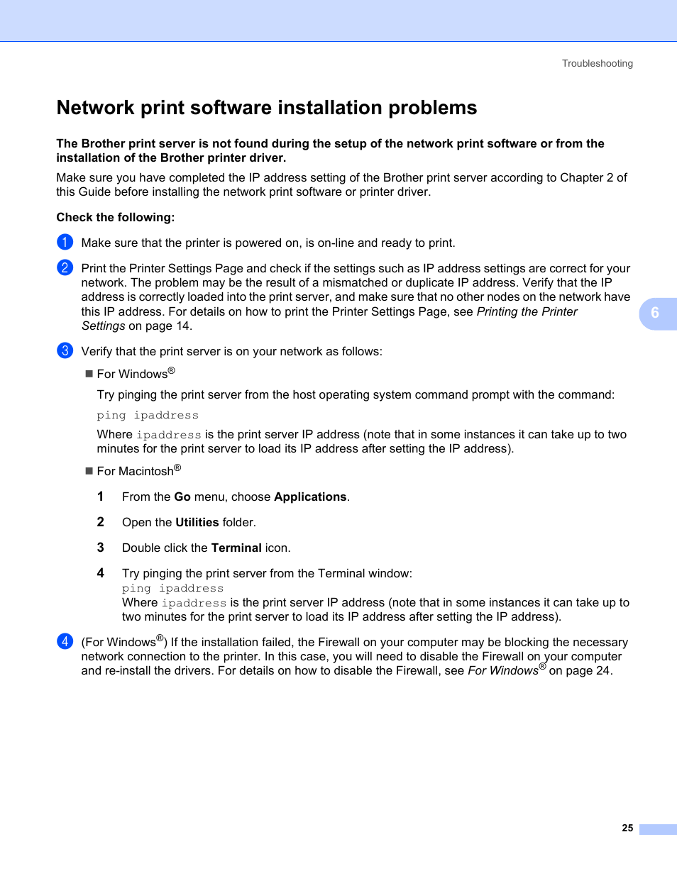 Network print software installation problems | Brother PT-9800PCN User Manual | Page 30 / 42