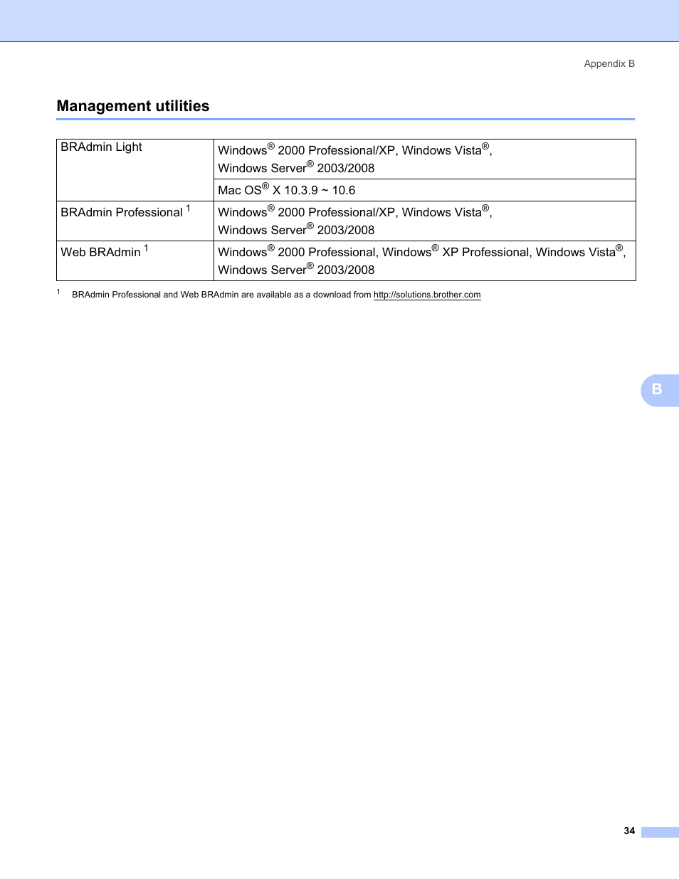 Management utilities, Bmanagement utilities | Brother PT-9800PCN User Manual | Page 39 / 42