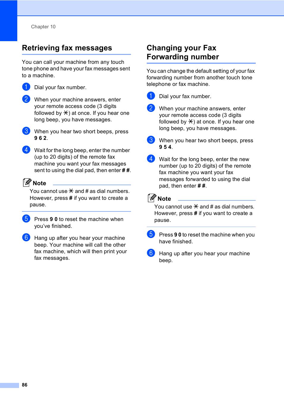 Retrieving fax messages, Changing your fax forwarding number | Brother MFC-665CW User Manual | Page 102 / 217