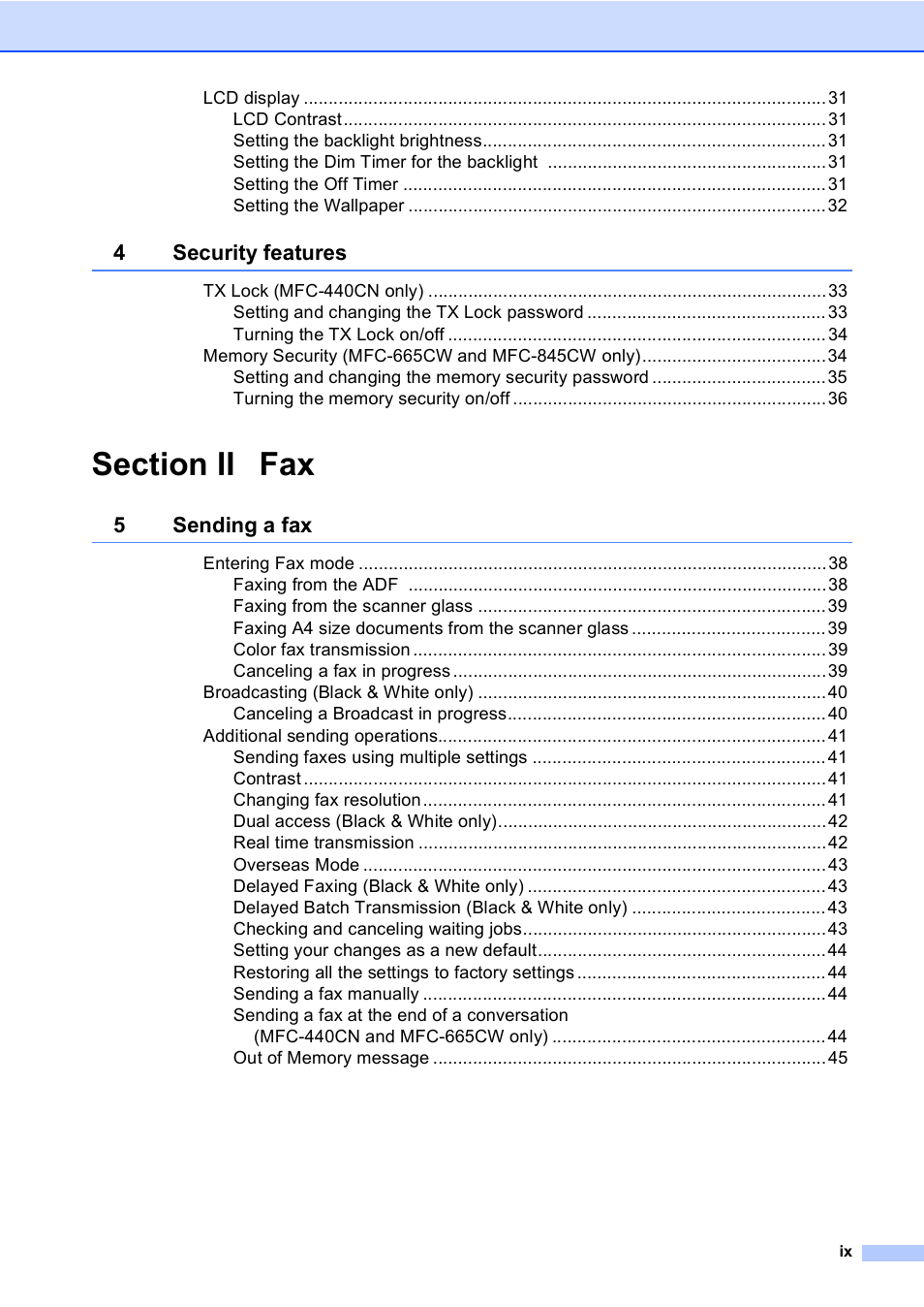 Brother MFC-665CW User Manual | Page 11 / 217