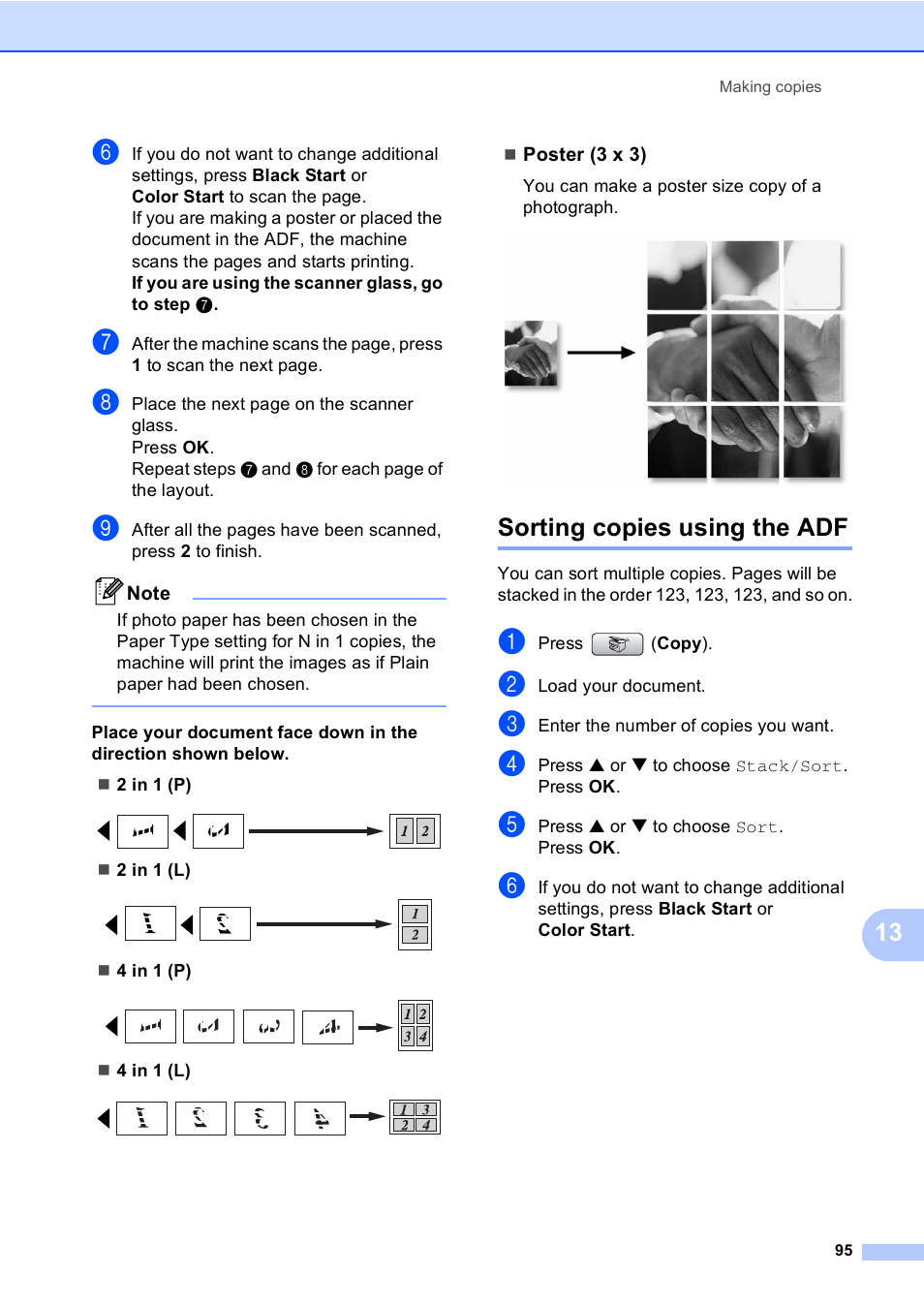 Sorting copies using the adf | Brother MFC-665CW User Manual | Page 111 / 217