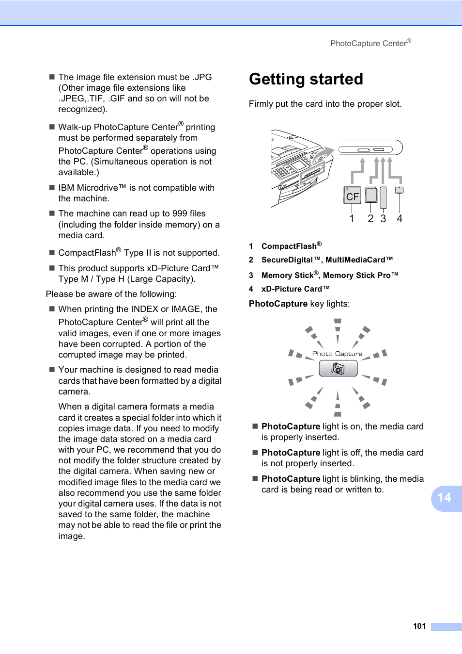 Getting started | Brother MFC-665CW User Manual | Page 117 / 217