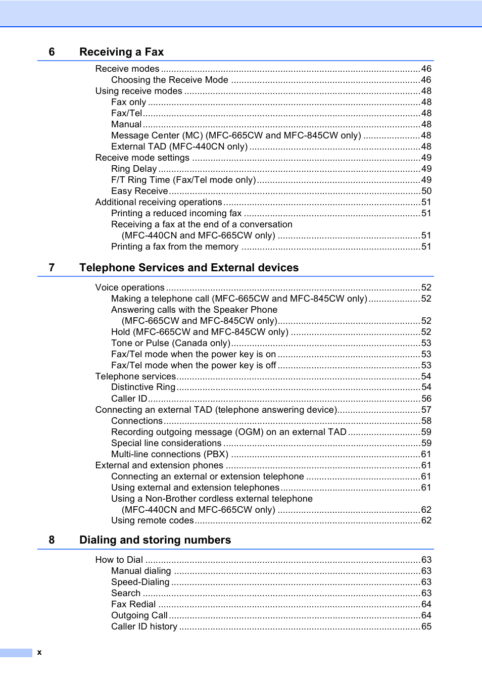 Brother MFC-665CW User Manual | Page 12 / 217
